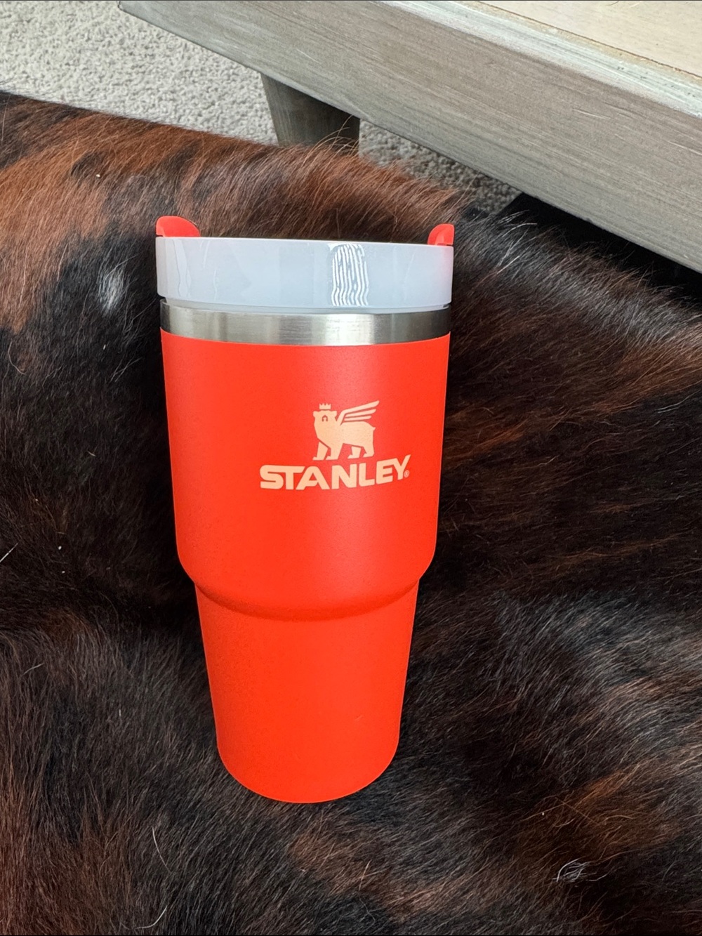 Stanley Orange Travel Tumbler with Clear Lid 20 oz.